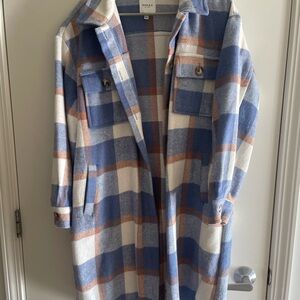 Gilli Blue and Tan Checkered Trench Coat